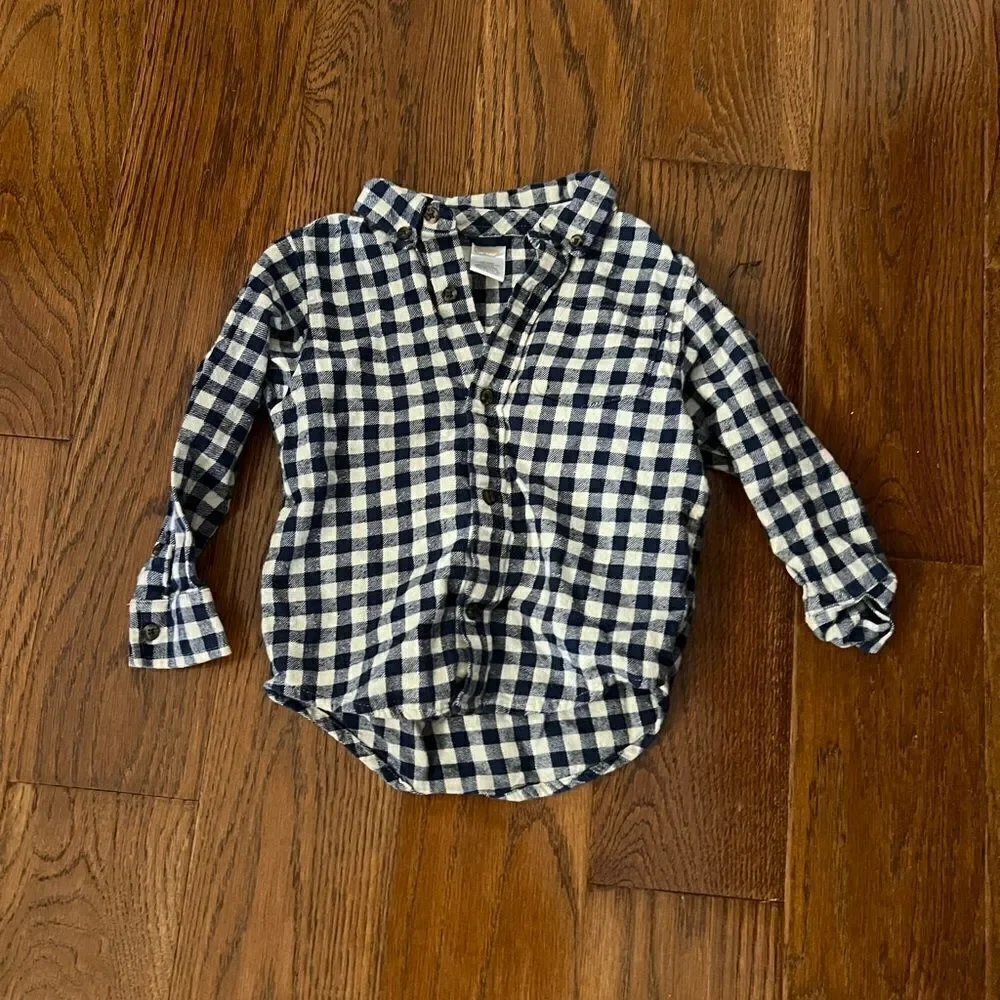 Gymboree 2t navy and cream button down shirt